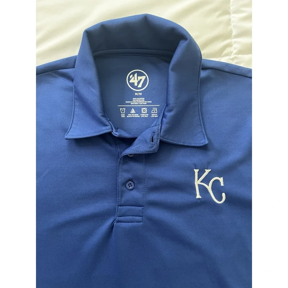 Kansas City Royals 47 Brand Polo Shirt Mens Medium Blue KC MLB (188)